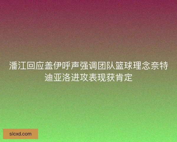 潘江回应盖伊呼声强调团队篮球理念奈特迪亚洛进攻表现获肯定